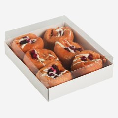 Коробка для сладостей с прозрачной крышкой белая 16х13х3 см 4252263