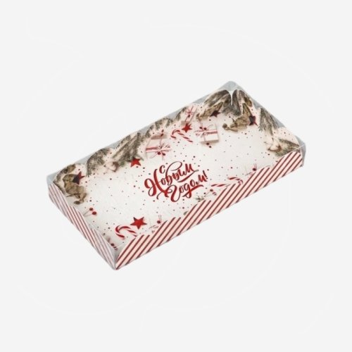 Коробка для сладостей с прозрачной крышкой "С Новым годом!" 10,5х21х3 см 5128790