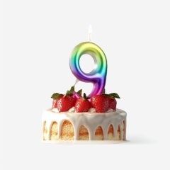 Свеча декоративная Цифра "9" Шар Радуга 5311076