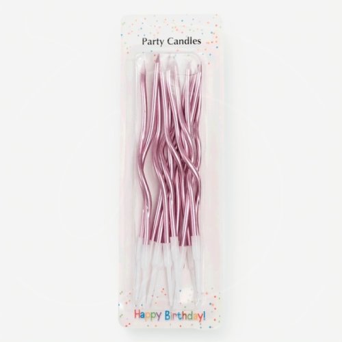 Свечи декоративные "Волна" Розовый металлик 12 шт 