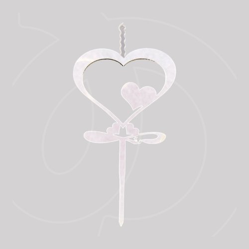 Свеча-топпер декоративная акриловая "Сердце" Серебро 