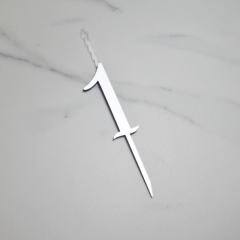 Свеча-топпер декоративная акриловая Цифра "1" Серебро 